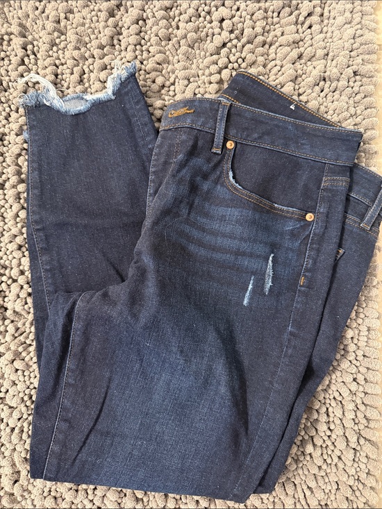 LOFT Denim - LOFT Dark Blue Cropped Frayed-Hem Jeans